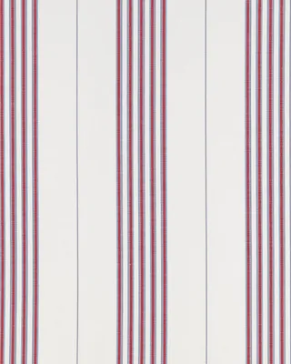 Fabric by the Yard - Perennials Lake Stripe - White/Lobster