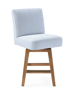 Ross Swivel Counter Stool - Perennials French Blue Pinstripe