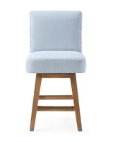 Ross Swivel Counter Stool - Perennials French Blue Pinstripe