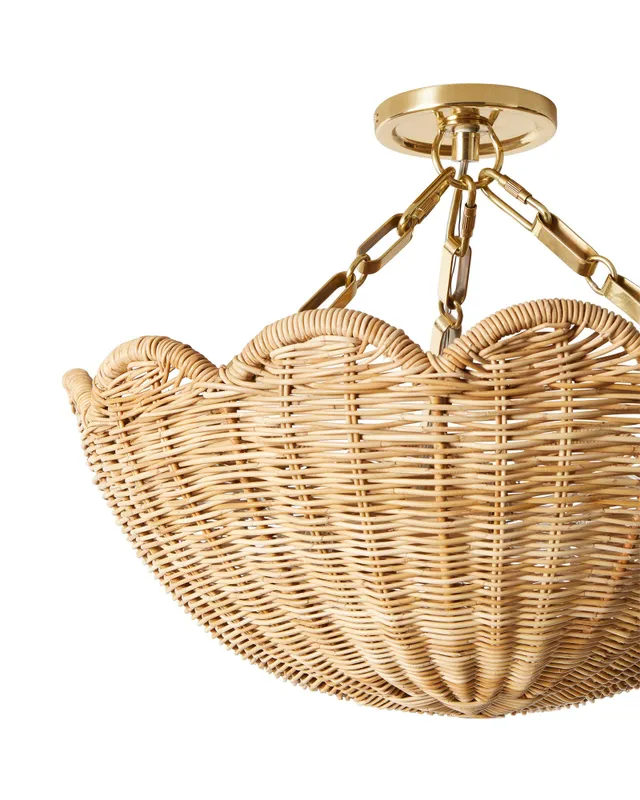 Scallop Rattan Semi Flush Mount