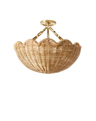 Scallop Rattan Semi Flushmount