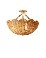 Scallop Rattan Semi Flushmount