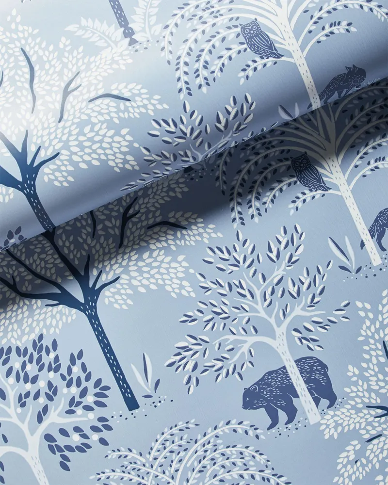 Deliciosa Designer Wallpaper in Powder 'Blues, Turquoise and White