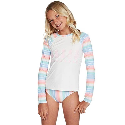 Junior Girls' [7-14] Stoked On Stripes Rashguard Two-Piece Set