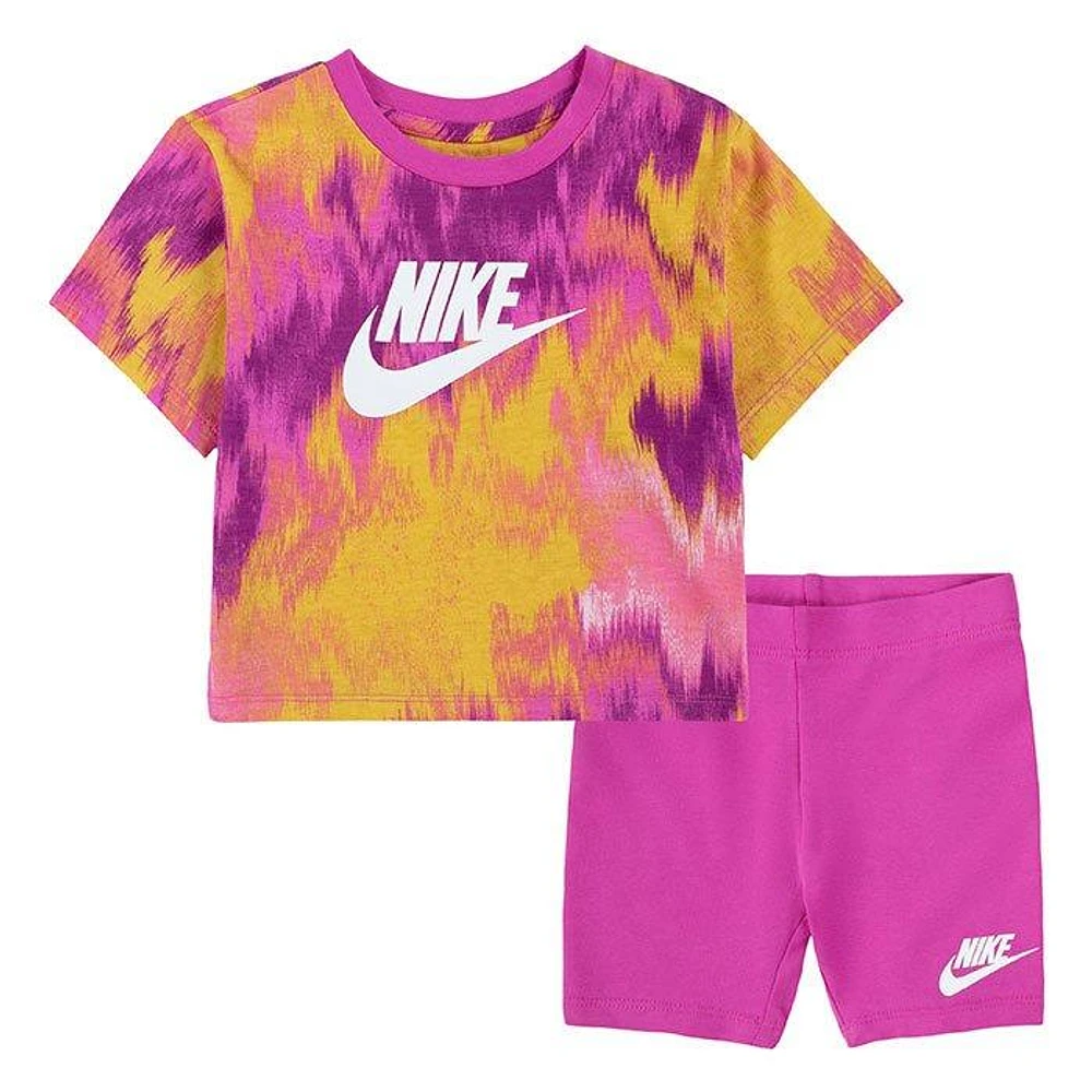 Girls' [2-4T] Boxy Tee + Bike Short Two-Piece Set