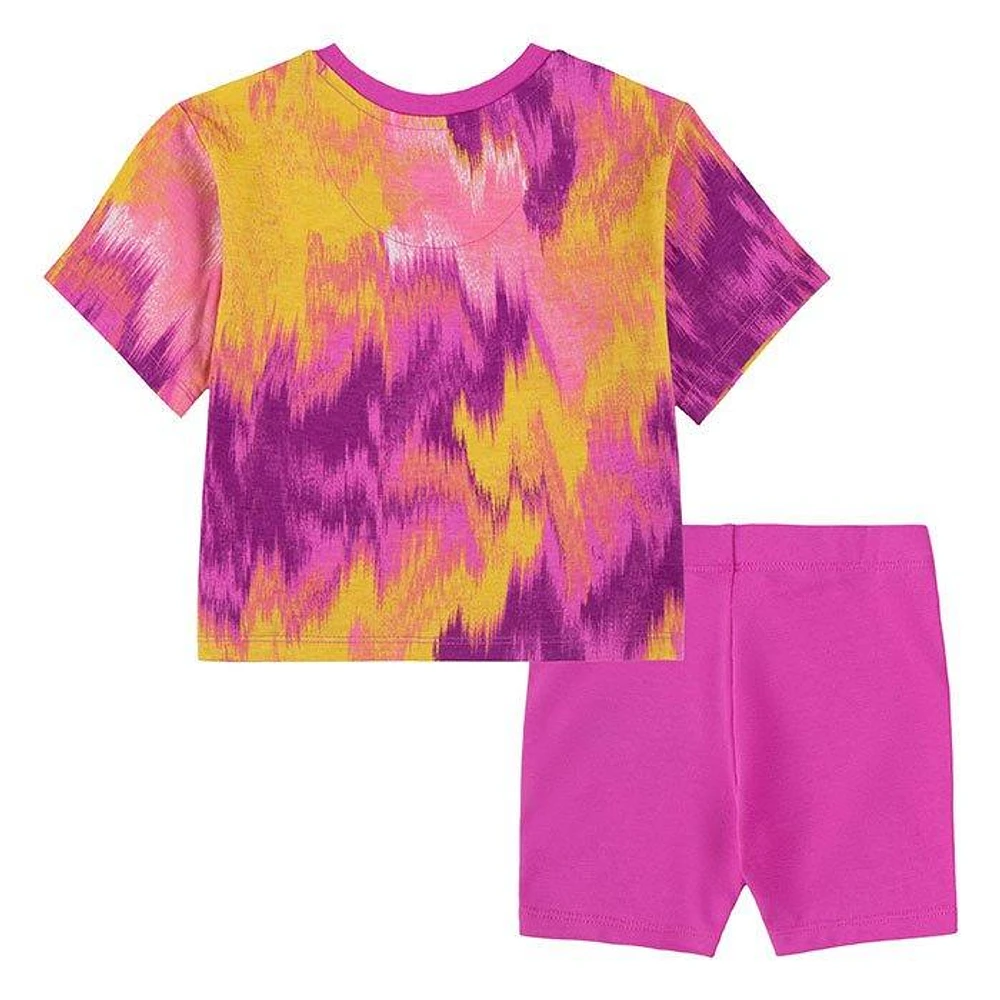 Girls' [2-4T] Boxy Tee + Bike Short Two-Piece Set