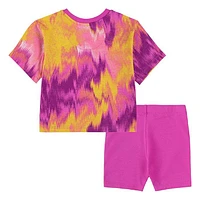 Girls' [2-4T] Boxy Tee + Bike Short Two-Piece Set