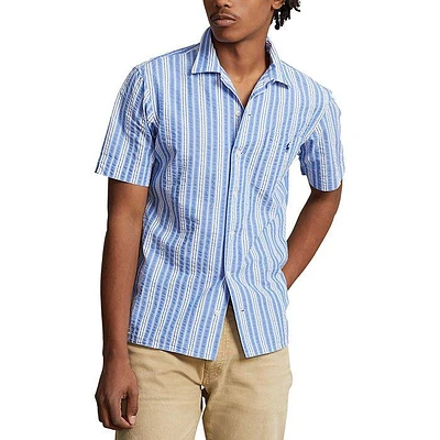 Men's Classic Fit Striped Seersucker Shirt