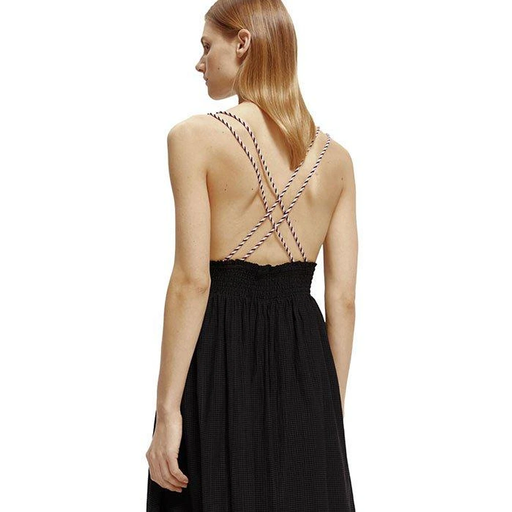 Women's Smocked Midi Strappy Dress