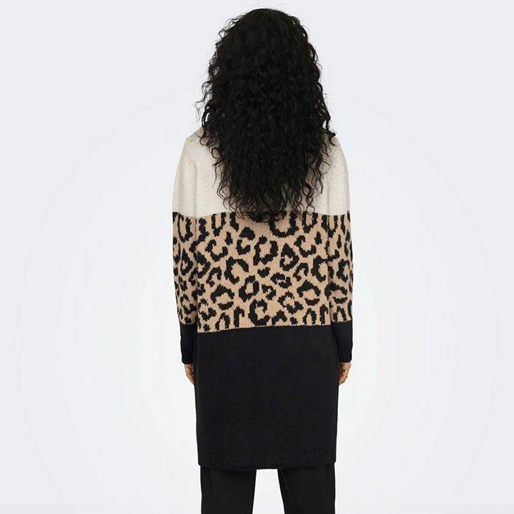 Women's Leopard Blocked Cardigan