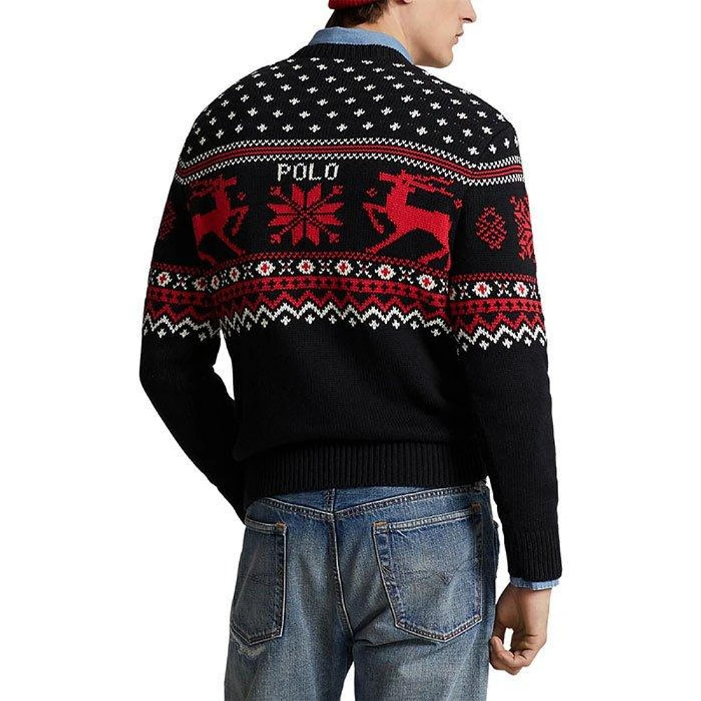 Men's Reindeer Cotton-Cashmere Sweater