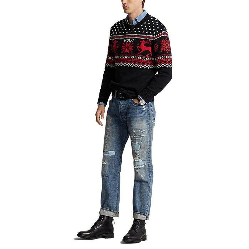 Men's Reindeer Cotton-Cashmere Sweater