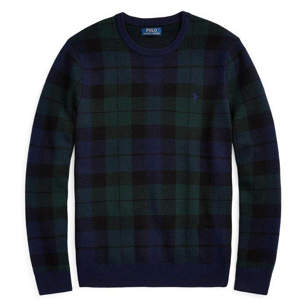 Men's Plaid Washable Wool Sweater