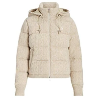 Women's Cable Knit Hooded Down Jacket