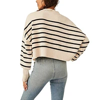 Women's Easy Street Stripe Crop Pullover Sweater