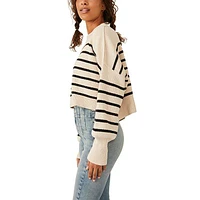 Women's Easy Street Stripe Crop Pullover Sweater
