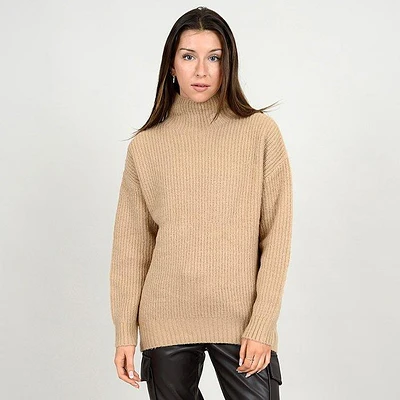 Women's Ribbed Knit Mock Neck Sweater