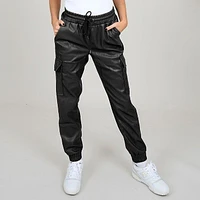 Women's Vegan Leather Cargo Jogger Pant