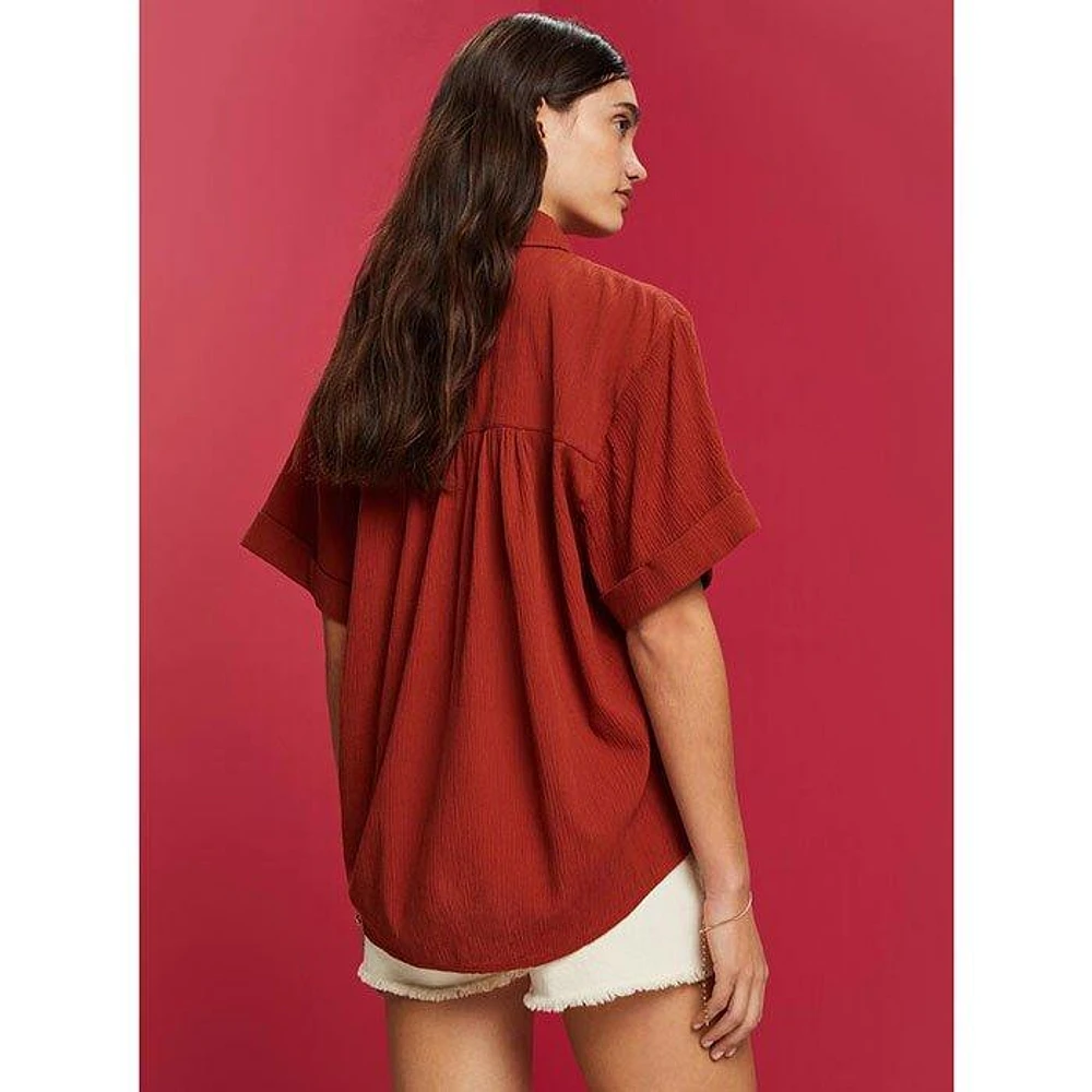 Women's Oversized Crinkle Shirt Blouse