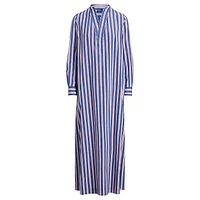 Women's Striped Cotton Long Sleeve Shirt Dress