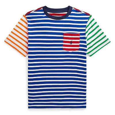 Junior Boys' [8-20] Striped Cotton Jersey Pocket T-Shirt