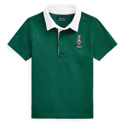 Boys' [5-7] Bear Cotton Short Sleeve Rugby Shirt