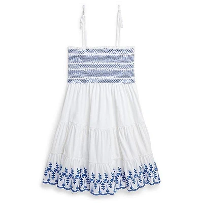 Junior Girls' [7-16] Smocked Eyelet Cotton Jersey Dress