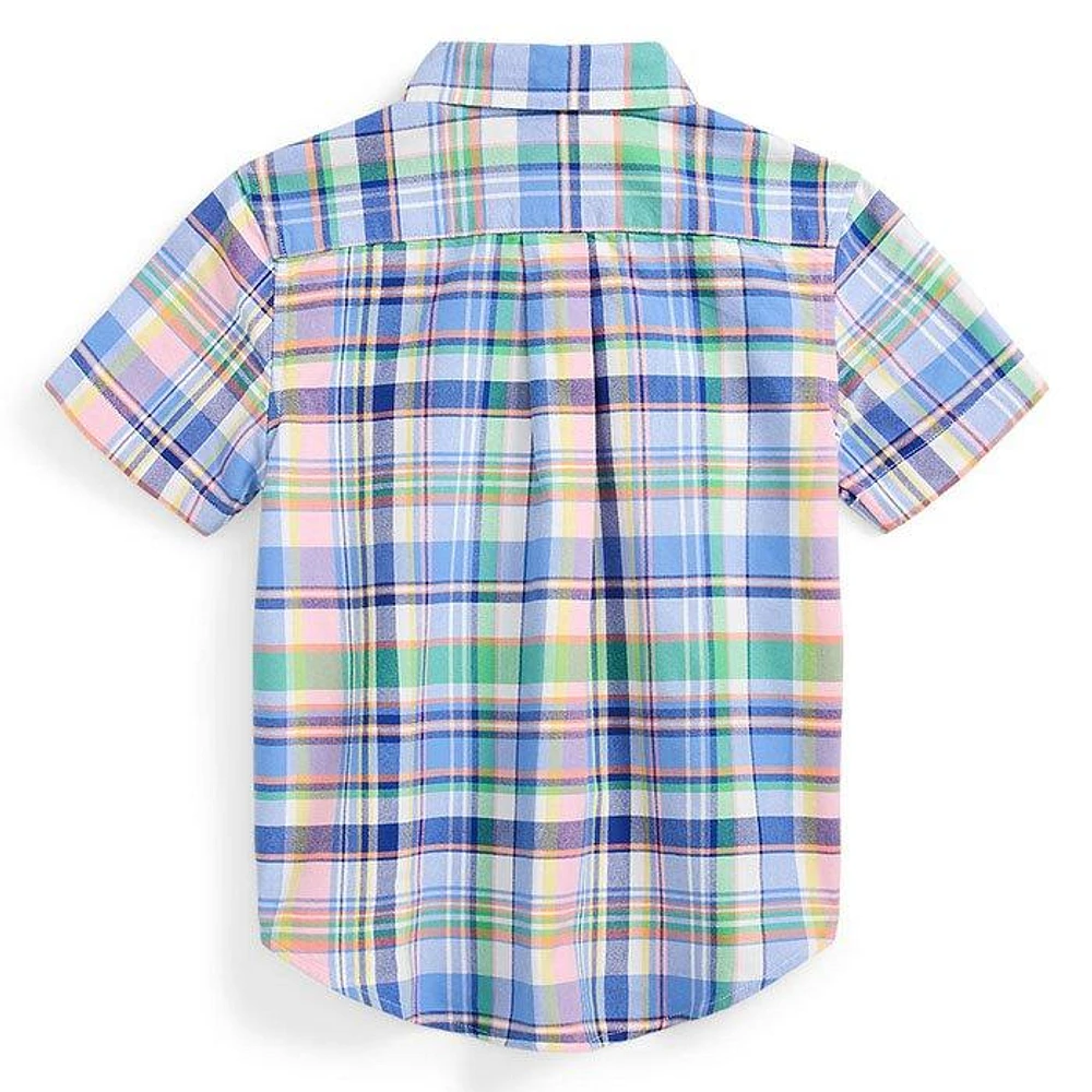 Boys' [2-7] Plaid Cotton Oxford Short Sleeve Shirt