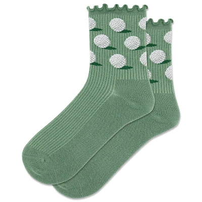 Women's Golf Ball Lettuce Edge Crew Sock