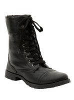 Black Floral Lined Combat Boots