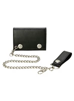 Black Tri-Fold Chain Wallet