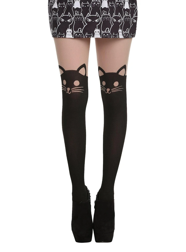 Blackheart Cat Faux Thigh High Tights