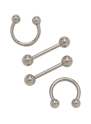 14G Basic Steel Nipple Barbell 4 Pack
