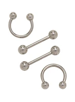 14G Basic Steel Nipple Barbell 4 Pack