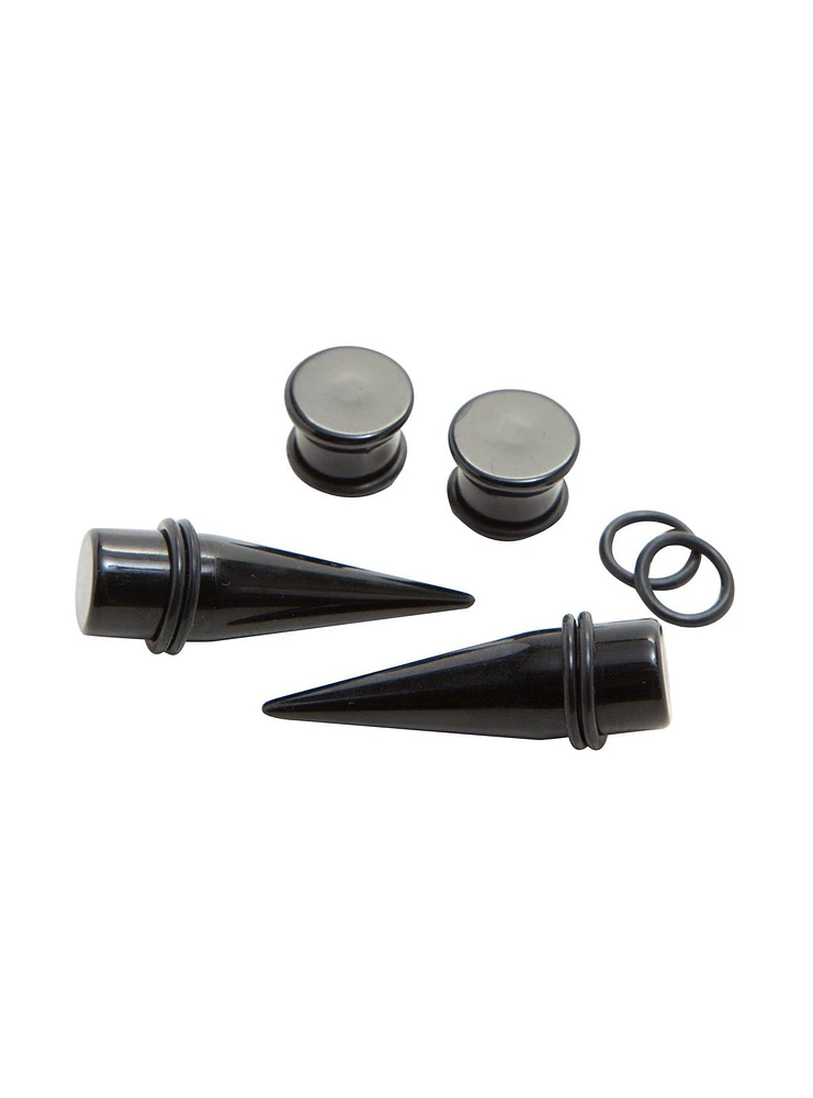 Acrylic Black Taper & Plug 4 Pack