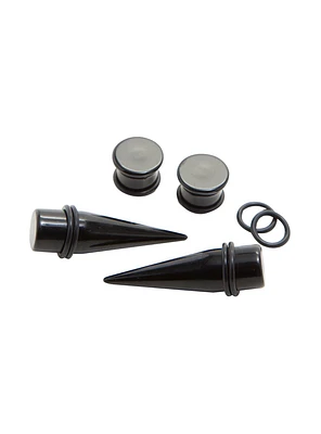 Acrylic Black Taper & Plug 4 Pack