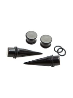 Acrylic Black Taper & Plug 4 Pack
