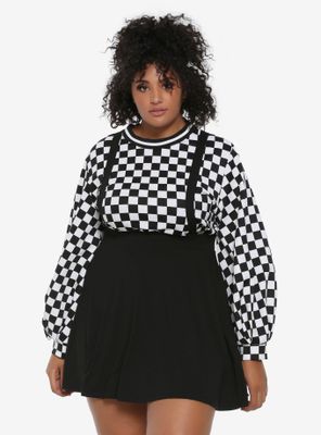 Black Suspender Circle Skirt Plus