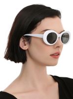 White Oval Retro Sunglasses