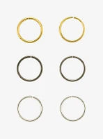 Steel Silver Gold Hematite Seamless Nose Hoop 3 Pack