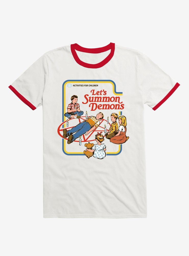 Let's Summon Demons Ringer T-Shirt By Steven Rhodes