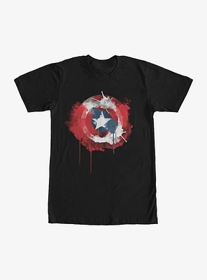 Marvel Captain America Shield Watercolor Print T-Shirt