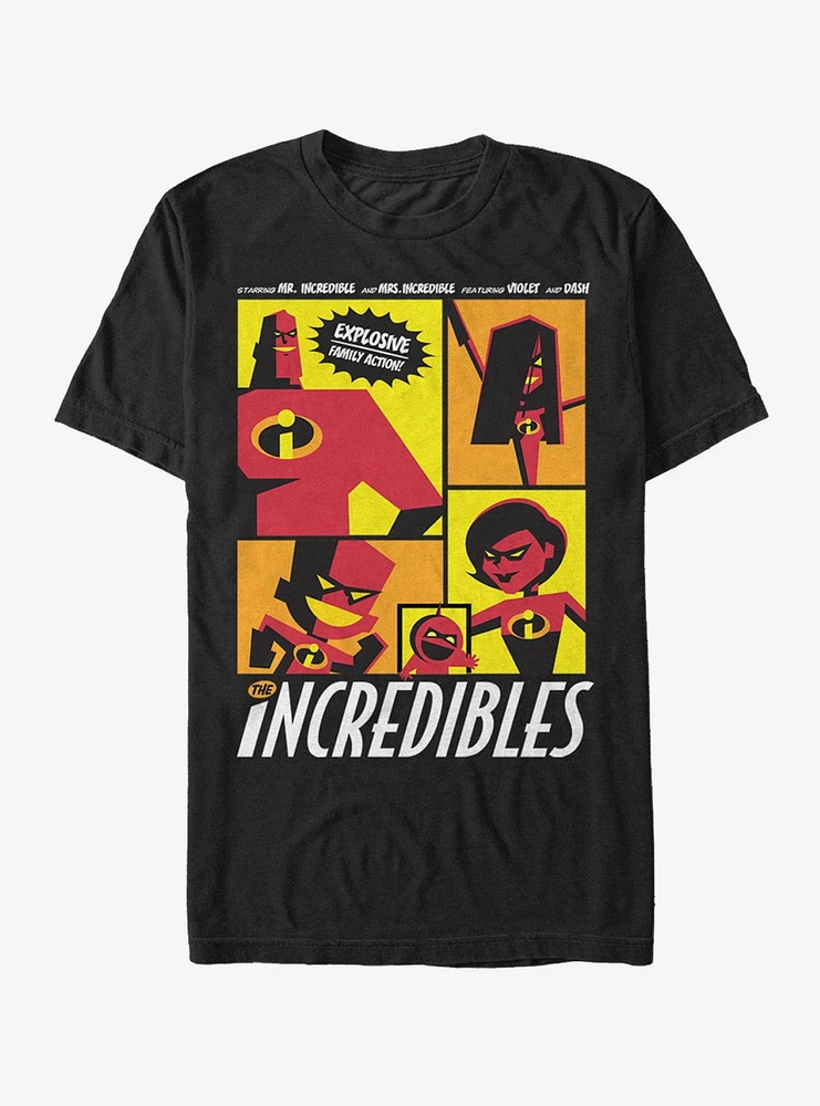 Disney Pixar The Incredibles Starring Explosive Family Action T-Shirt