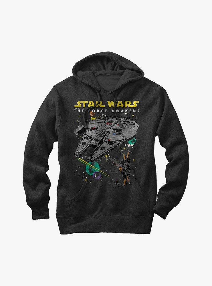 Star Wars Episode VII The Force Awakens Millennium Falcon and X-Wing Hoodie