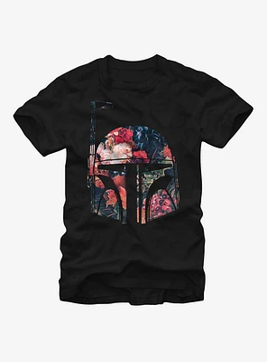 Star Wars Boba Fett Floral Print Helmet T-Shirt