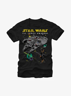 Star Wars Episode VII The Force Awakens Millennium Falcon and X-Wing T-Shirt