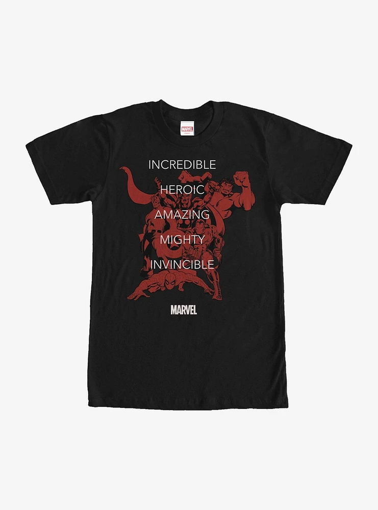 Marvel Heroic Words T-Shirt