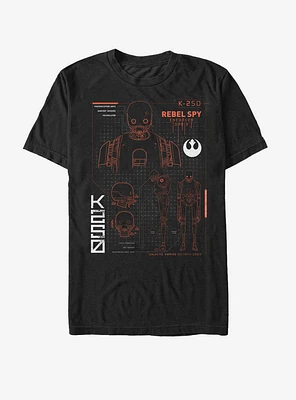 Star Wars K-2SO Rebel Spy Schematic Print T-Shirt