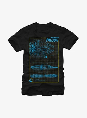 Star Wars Millennium Falcon Blueprint T-Shirt