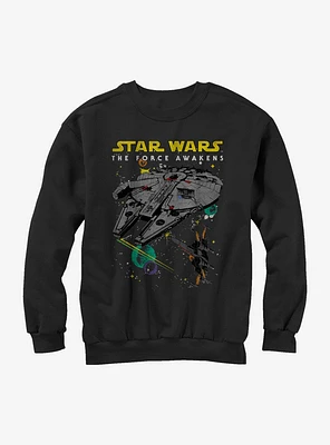 Star Wars Episode VII The Force Awakens Millennium Falcon and X-Wing Sweatshirt